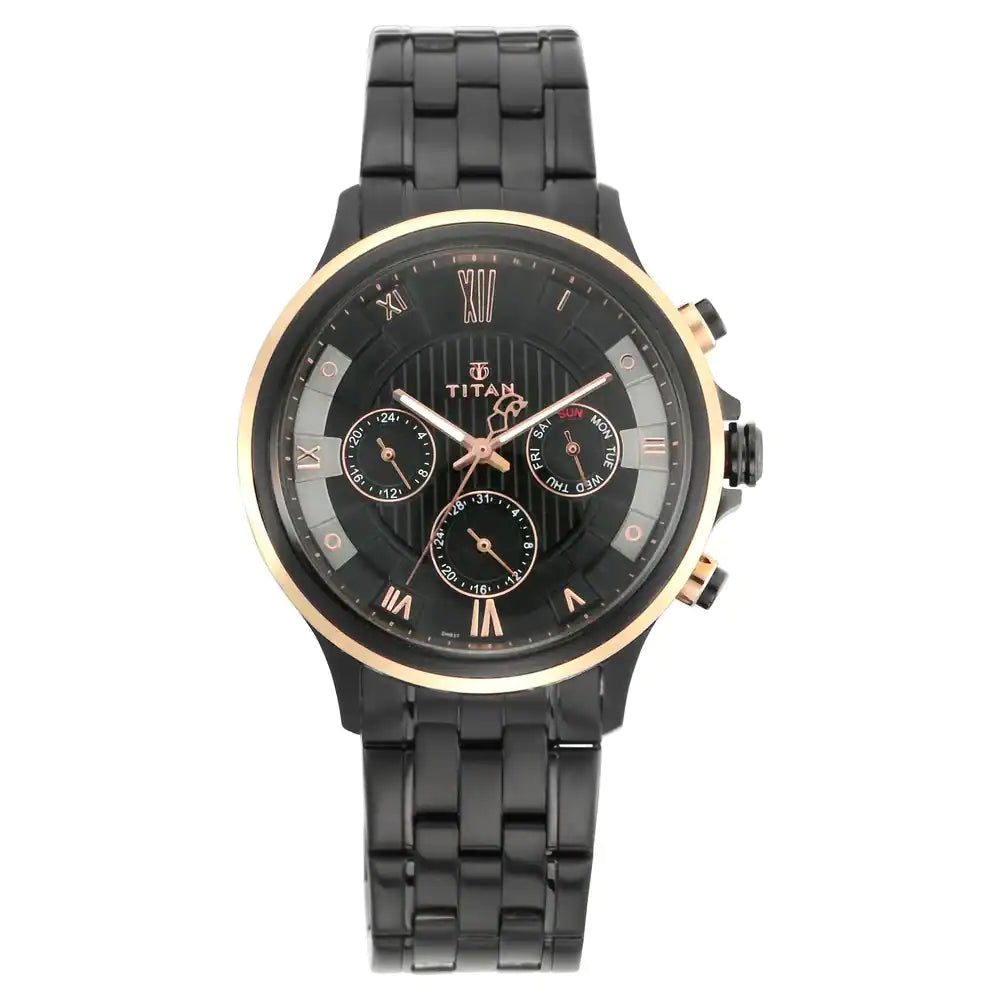 Titan Grandmaster Brown Dial Analog Stainless Steel Strap Watch for Men