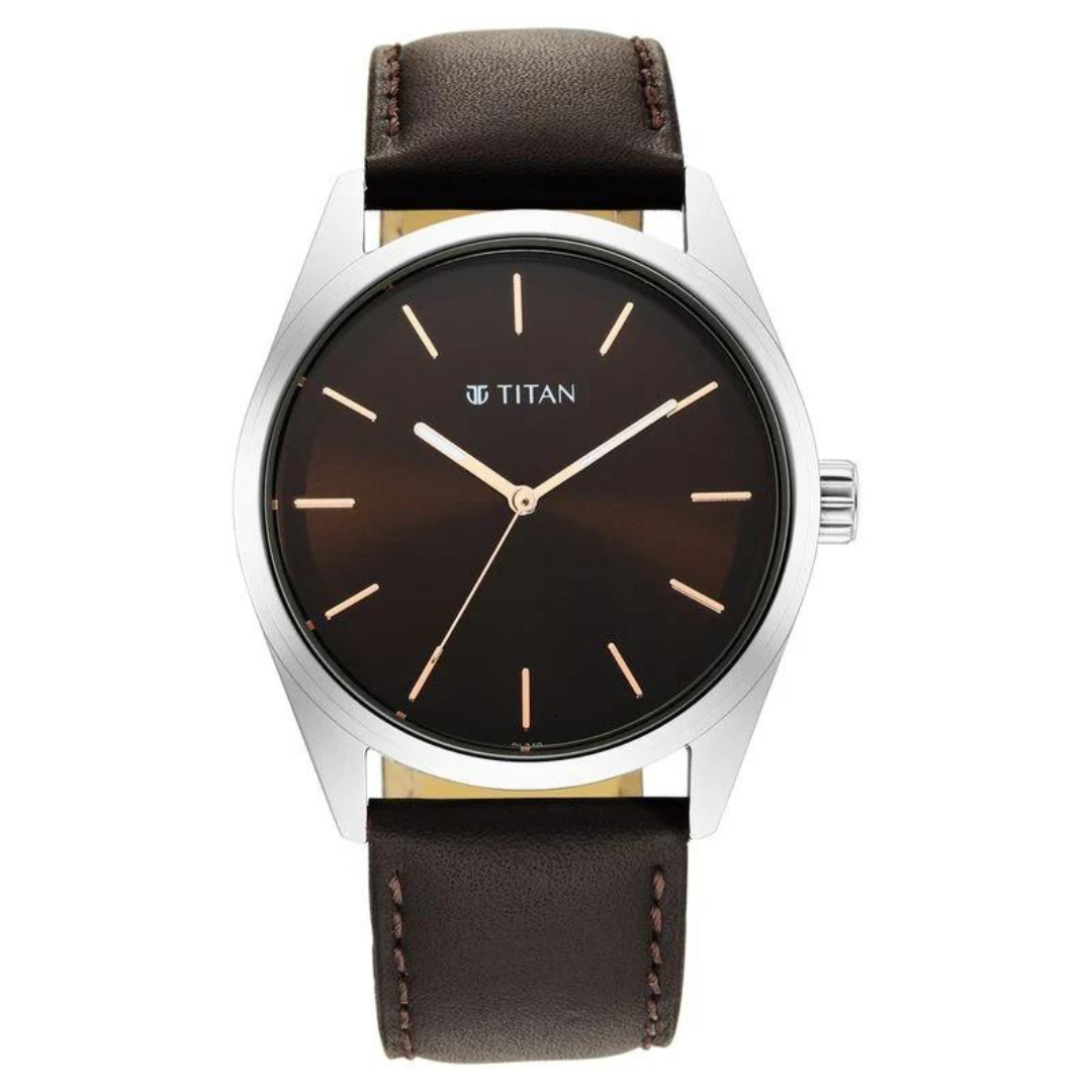 Titan mens leather deals strap watches