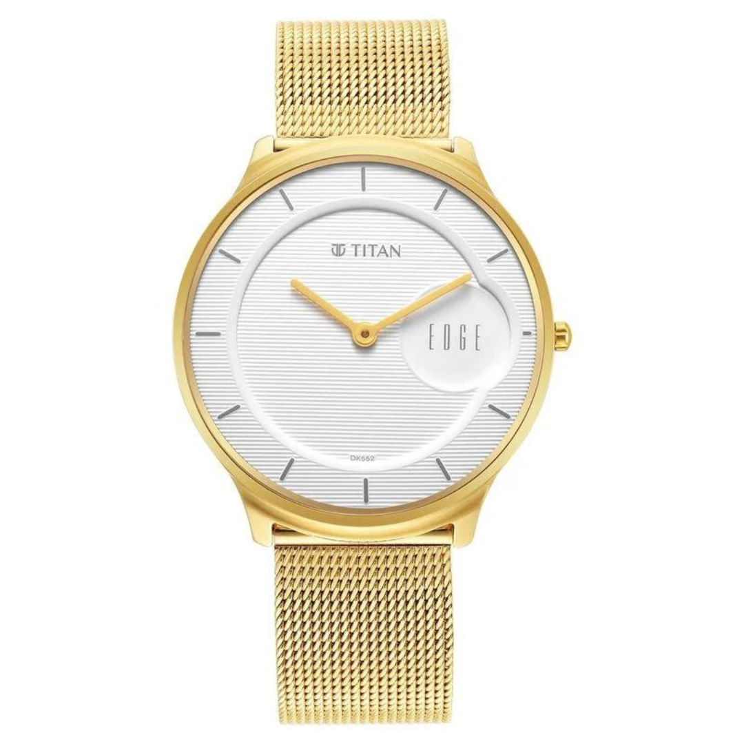 Titan Edge Baseline White Dial Analog Stainless Steel Strap Watch