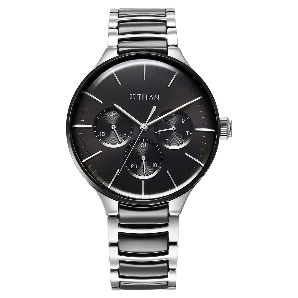 Titan black outlet dial multifunction watch