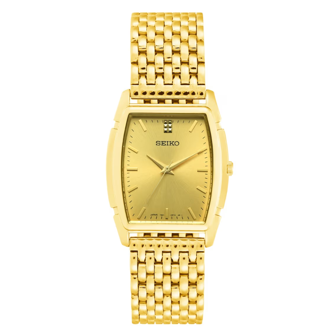 Seiko gold rectangular discount watch