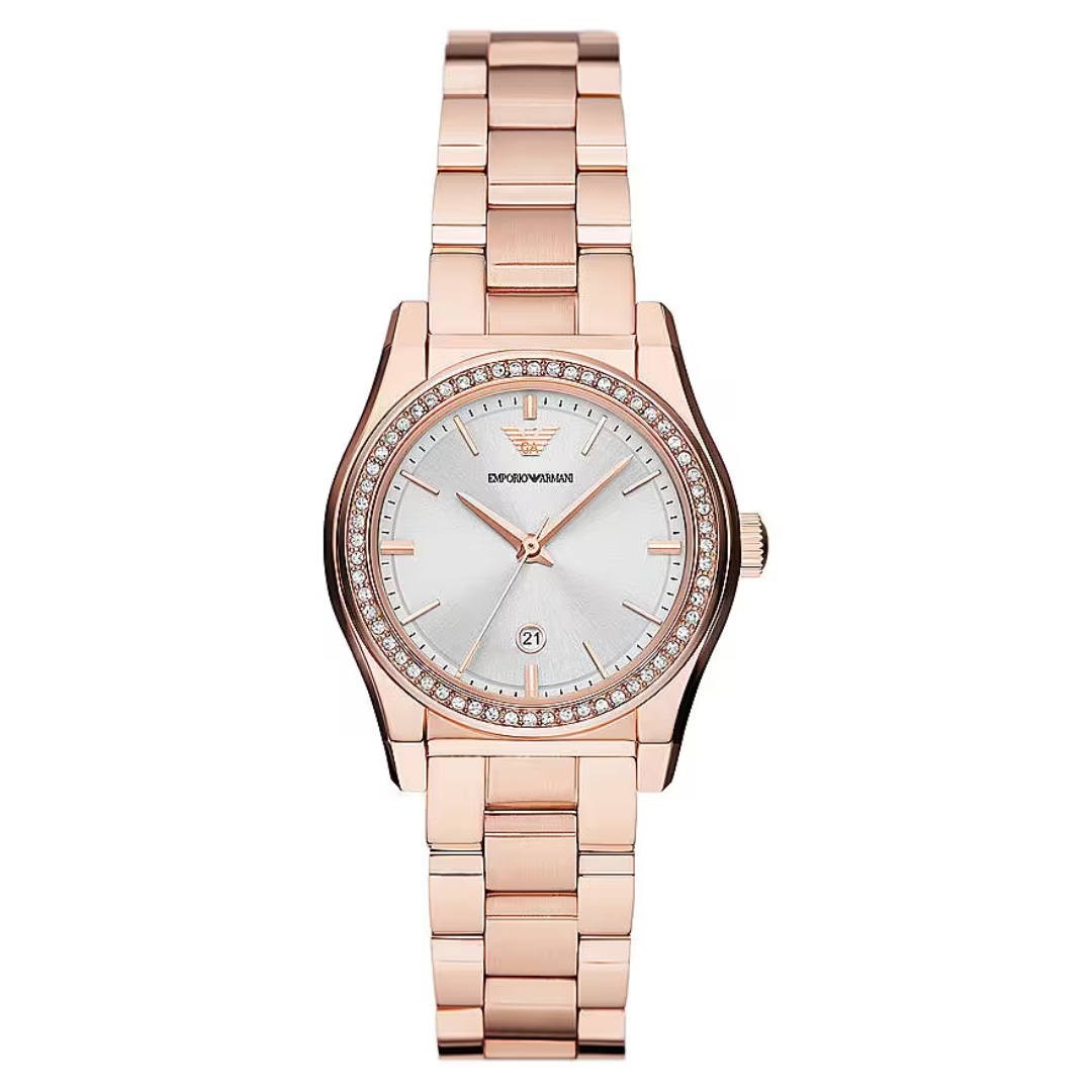 Armani women's rose clearance gold watch