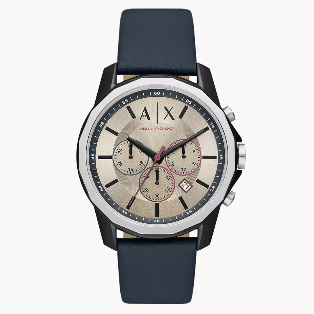Leather Krishna Watch Armani – Chronograph Blue Watch AX1744 Exchange