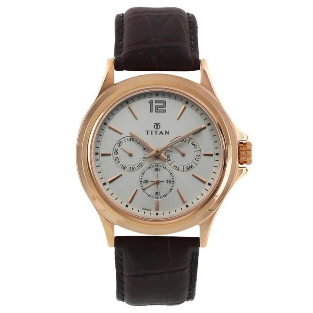 Titan chronograph leather hot sale belt watches