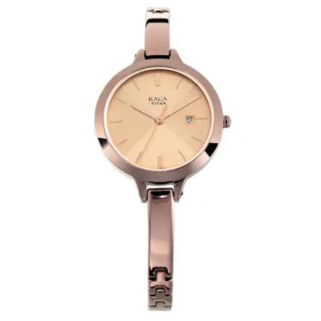 Raga Rose Gold Dial Metal Strap Watch NP2578QM01 Krishna Watch