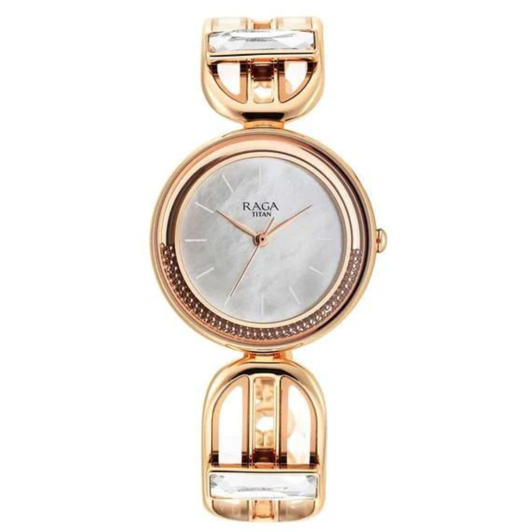 Raga mother of pearl dial metal strap discount watch