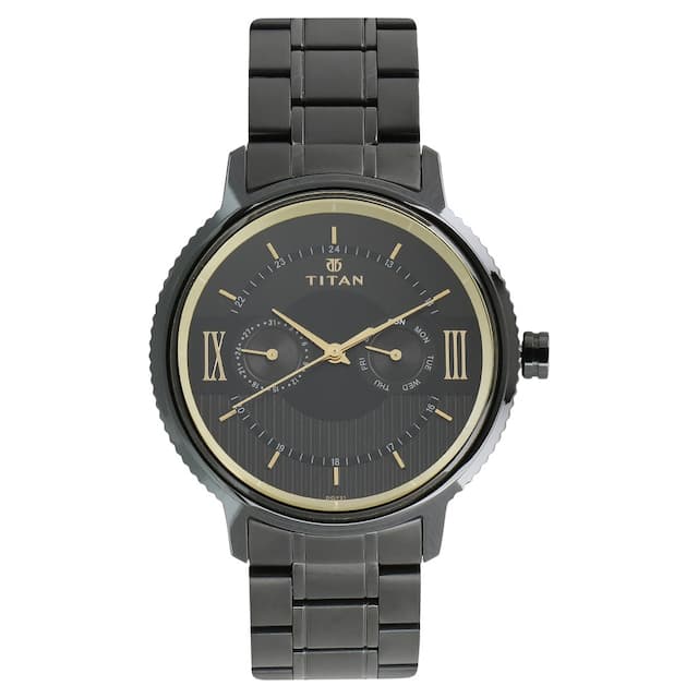 Titan black watch discount price