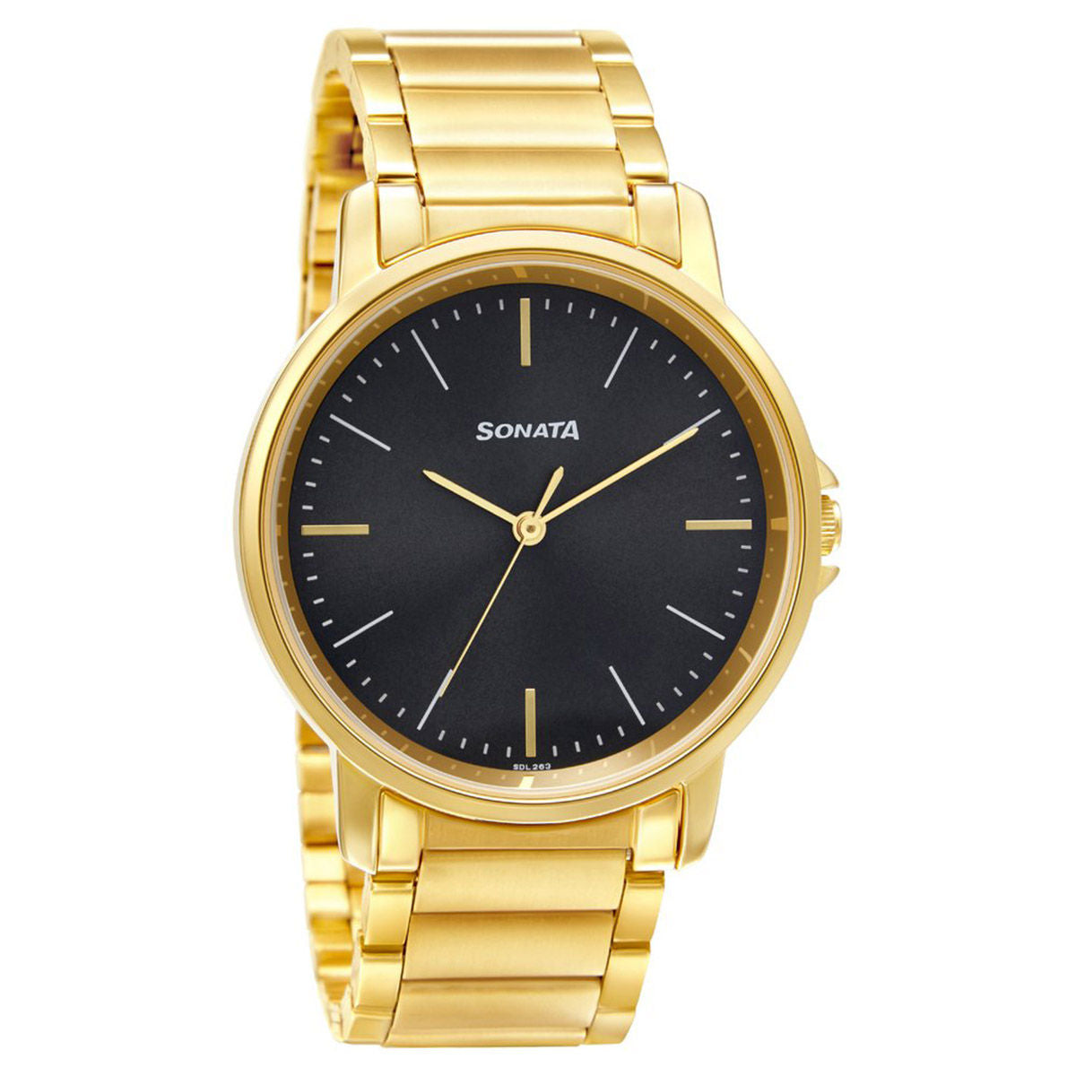 Sonata watch golden online chain