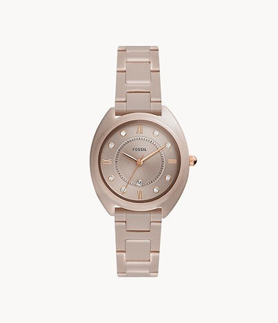 Gabby Three-hand Date Salted Caramel Stainless Steel And Ceramic