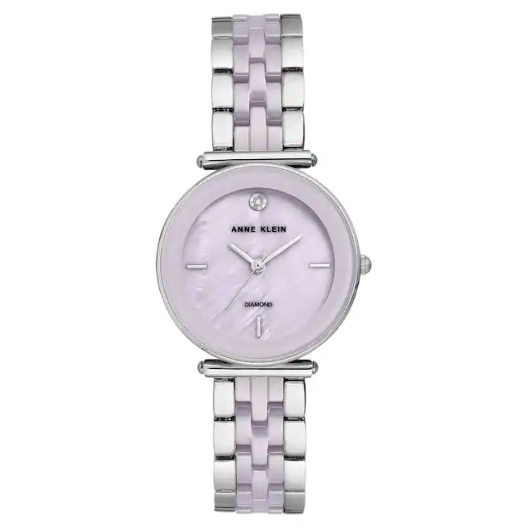 Anne Klein Women Ceramic Round Silver Strap Watches AK3159LVSV