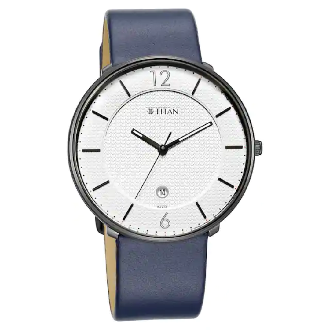 Workwear Watch with White Dial Leather Strap 1849NL01 DK970