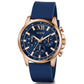 GUESS Mens Blue Rose Gold Tone Analog Watch GW0913G1