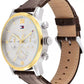 Tommy Hilfiger Quartz Multifunction Silver Dial Leather Strap Watch for Men NETH1791884