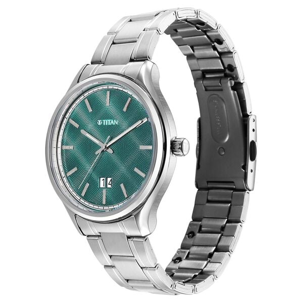 Titan Palette Of Time Quartz Analog with Date Green Dial Stainless Steel Strap Watch For Men 10033sm03