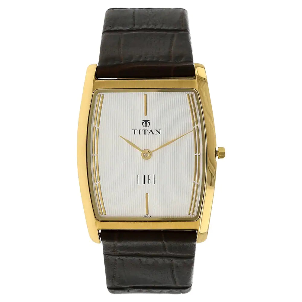 Titan Edge White Dial Brown Leather Strap Watch NQ1044YL06