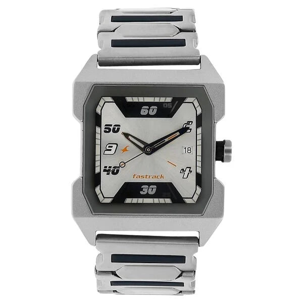 Fastrack Quartz Analog Silver Dial Stainless Steel Strap Watch for Guys NS1474SM01