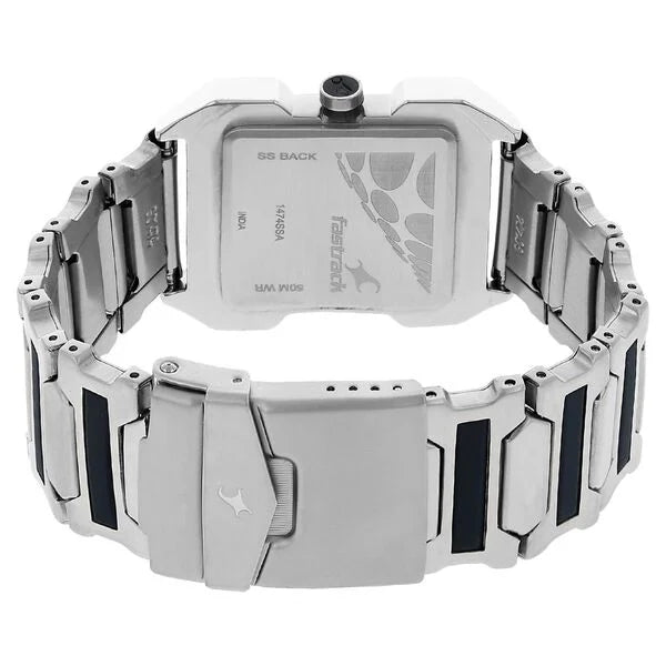 Fastrack Quartz Analog Silver Dial Stainless Steel Strap Watch for Guys NS1474SM01