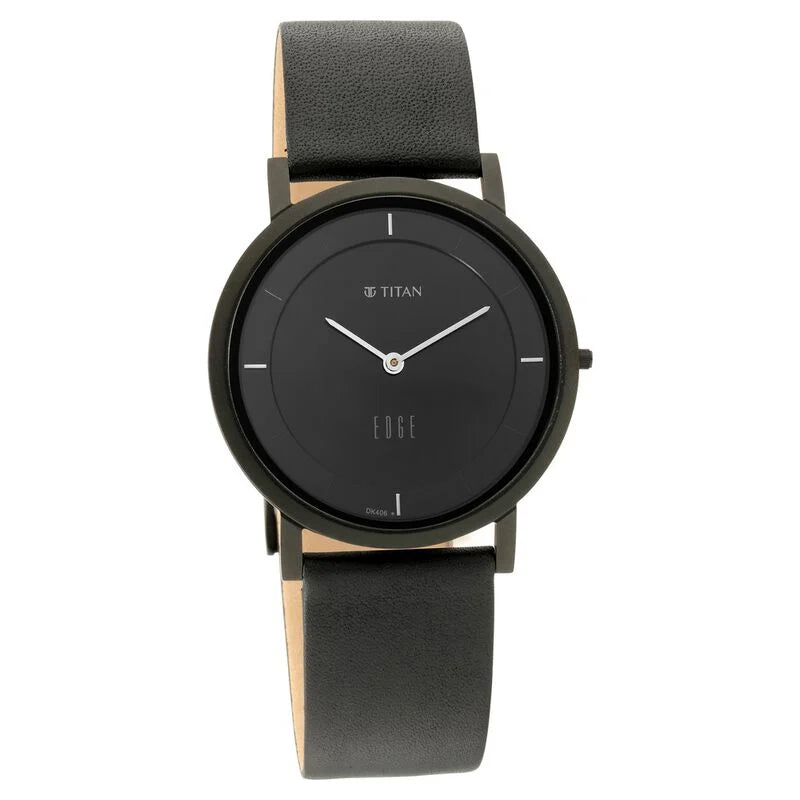 Titan Edge Black Dial Quartz Leather Strap Watch for Men NS1595NL04 / 1595NL04