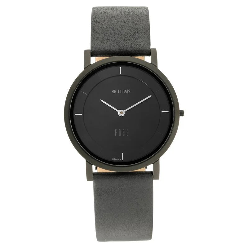 Titan Edge Black Dial Quartz Leather Strap Watch for Men NS1595NL04 / 1595NL04