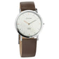 Edge Silver Dial Leather Strap Watch NP1595SL03