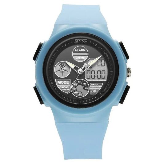 Zoop by Titan AnaDigi Quartz Digital Black Dial With Blue Plastic Strap Watch For Kids 16040pp03w