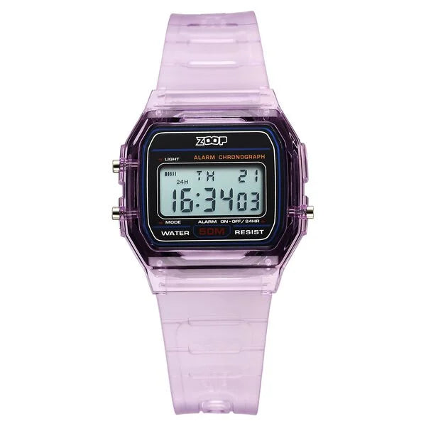 Zoop By Titan Clear Series Digital Dial Purple Plastic Strap Watch For Kids 16049pp05