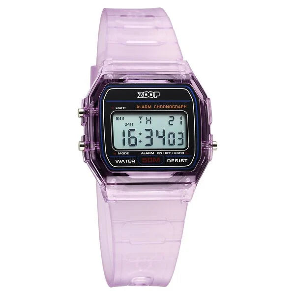 Zoop By Titan Clear Series Digital Dial Purple Plastic Strap Watch For Kids 16049pp05