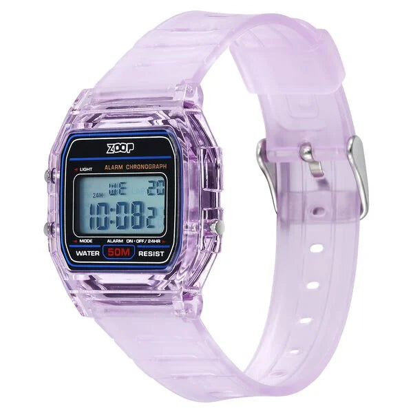 Zoop By Titan Clear Series Digital Dial Purple Plastic Strap Watch For Kids 16049pp05