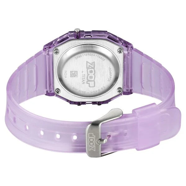 Zoop By Titan Clear Series Digital Dial Purple Plastic Strap Watch For Kids 16049pp05