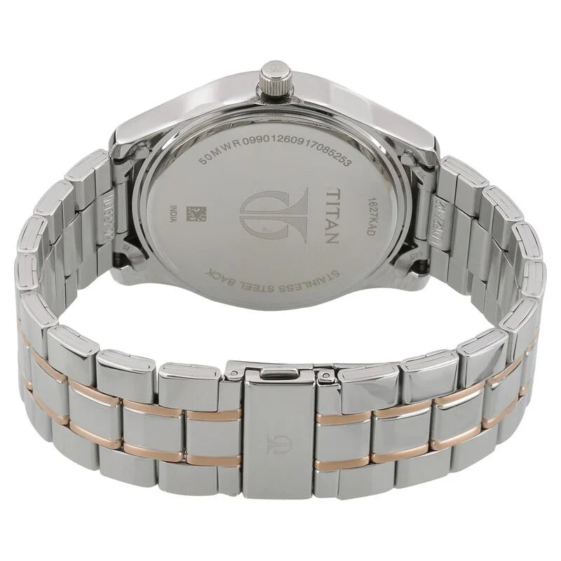 Titan Regalia Baron White Dial Analog with Date Stainless Steel Strap Watch for Men NP1627KM01 / 1627KM01