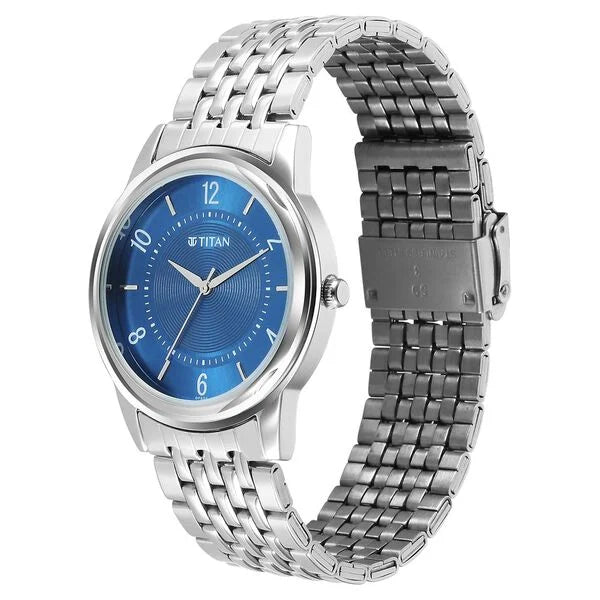 Titan Karishma Zing Quartz Analog Blue Dial Stainless Steel Strap Watch for Men 1638sm02