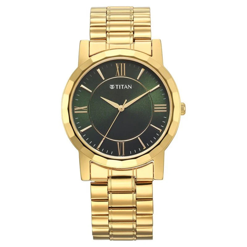 Titan Karishma Zing Quartz Analog Green Dial Stainless Steel Strap Watch for Men 1644YM05