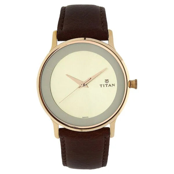 Titan Champagne Dial Analog Leather Strap watch for Men ns1672wl01 / 1672wl01