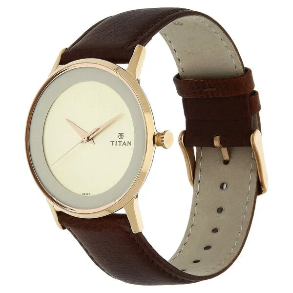 Titan Champagne Dial Analog Leather Strap watch for Men ns1672wl01 / 1672wl01