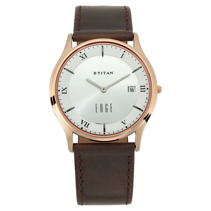 Titan Edge Quartz Analog White Dial Leather Strap Unisex Watch 1683WL02