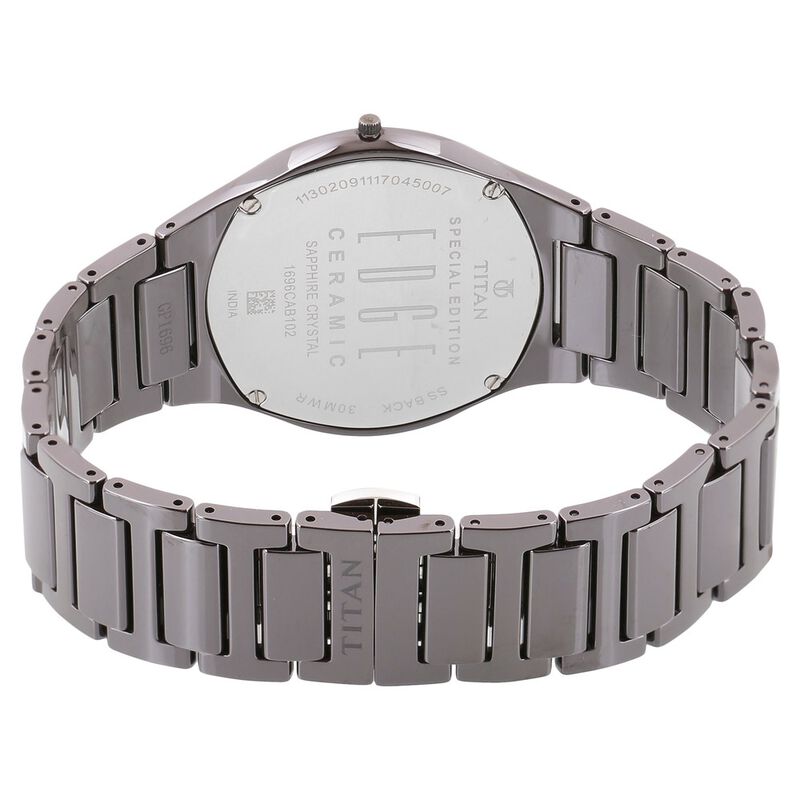 Titan Edge Ceramic Silver Dial Analog Ceramic Strap watch for Men NR1696QC02