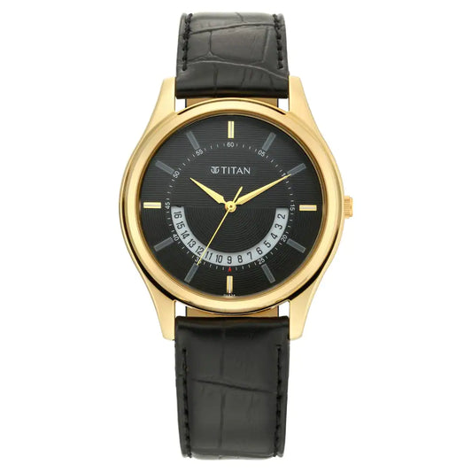 TITAN Lagan - Black Dial Leather Strap 1713YL01(DK534)