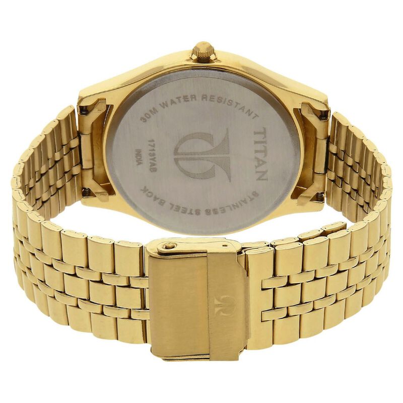 Titan Quartz Analog with Date Champagne Dial Stainless Steel Strap Watch for Men NR1713YM03