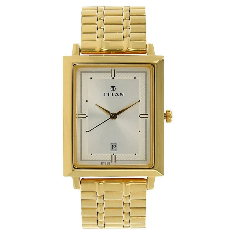 Titan Quartz Analog with Date Champagne Dial Stainless Steel Strap Watch for Men NS1715YM02 / 1715YM02