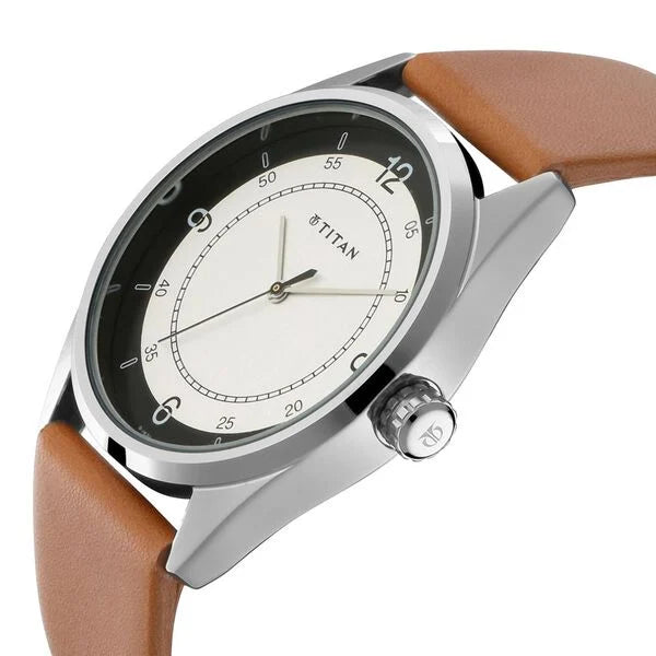 Titan Quartz Analog White Dial Leather Strap Watch for Men ns1729sl03 / 1729sl03