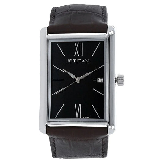 Titan Men's Urban Chic: Modernist Black Dial & Leather Strap Watch NS1731SL01 / 1731SL01