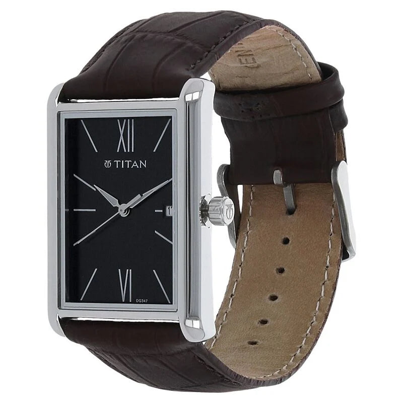 Titan Men's Urban Chic: Modernist Black Dial & Leather Strap Watch NS1731SL01 / 1731SL01