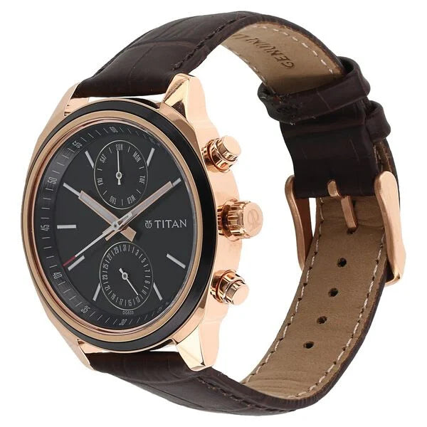 Titan Quartz Multifunction Blue Dial Leather Strap Watch for Men nr1733kl03 / 1733kl03