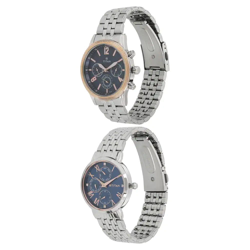 Titan Bandhan Blue Dial Stainless Steel Strap Watches NP17342569KM01