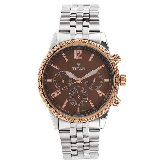 Titan Workwear Quartz Multifunction Brown Dial Stainless Steel Strap watch for Men NS1734KM03 / 1734KM03