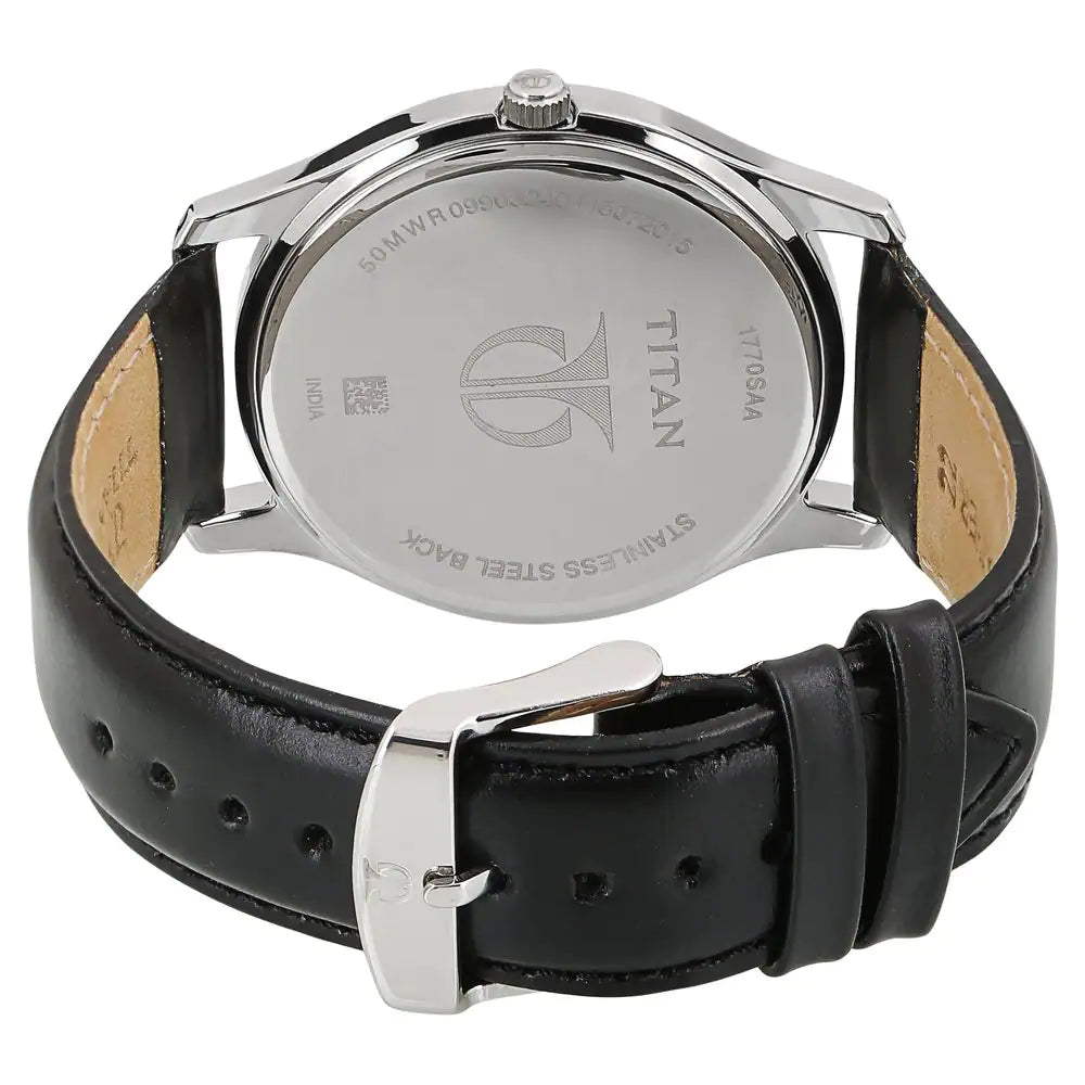 Titan Workwear Watch with Black Dial & Leather Strap NN1770SL02 (DH331)