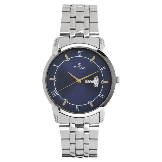 Blue Dial Silver Stainless Steel Strap Watch NP1774SM01