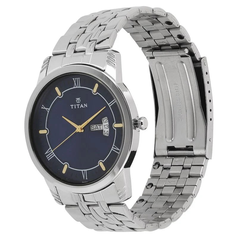 Titan Analog with Day and Date Blue Dial Stainless Steel Strap watch for Men NS1774SM01 / 1774SM01