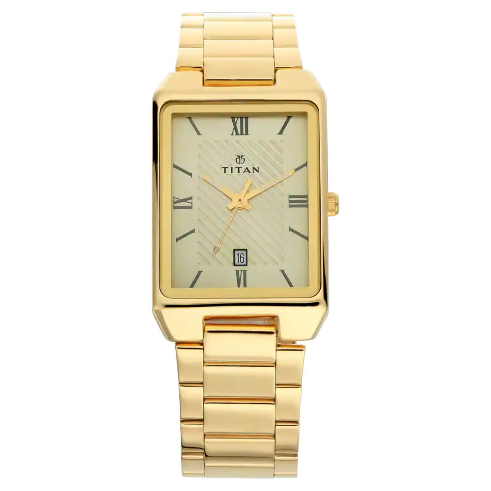 Titan Champagne Dial Stainless Steel Strap Watch NL1777YM02 (DJ473)