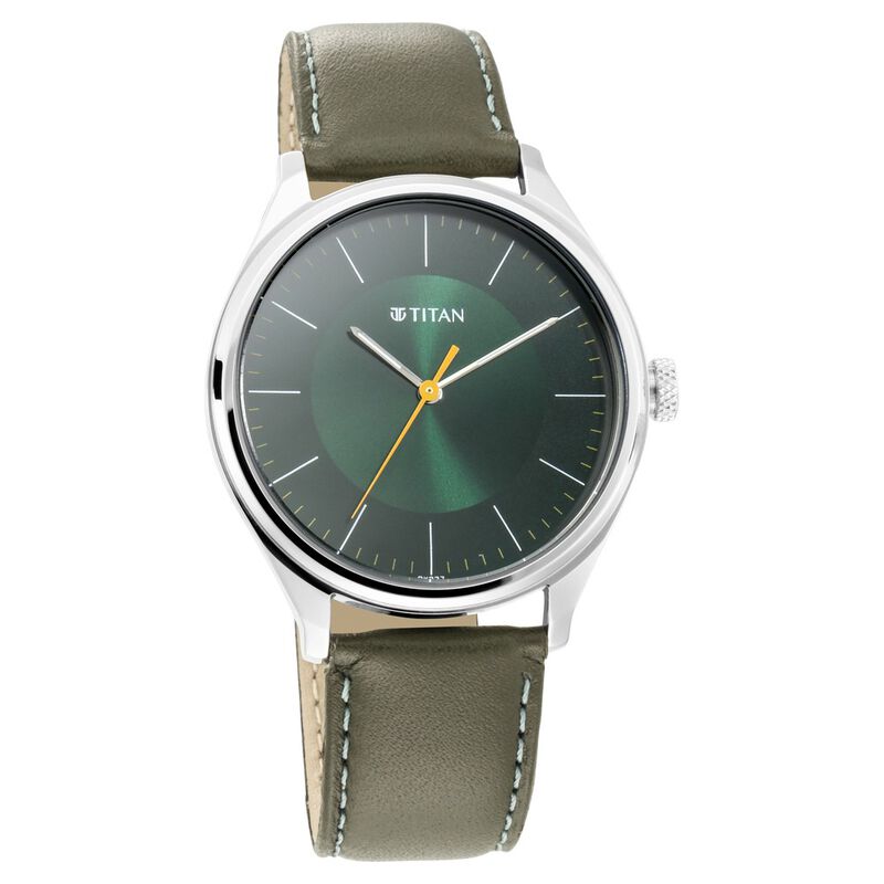 Titan Men's Urban Edge Lustrous Green Dial Leather Watch NP1802SL04